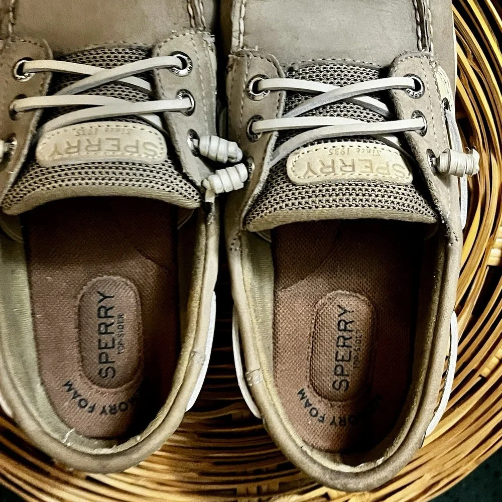 Women's Sperry Top Sider Rosefish Boat Loafer Shoes Memory Foam Linen-Oat Size 9